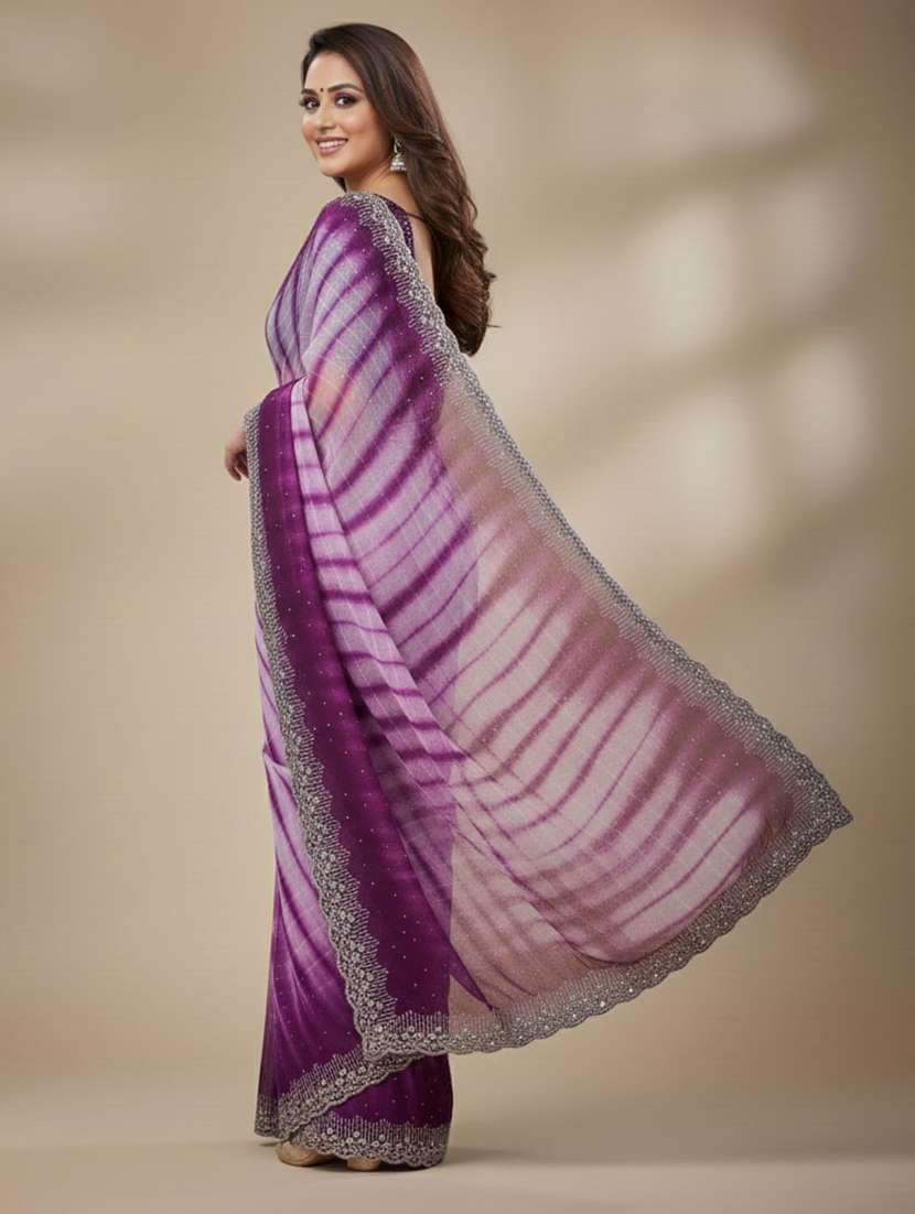 women tie & dye printed saree with blouse - 22616090 -  Standard Image - 2