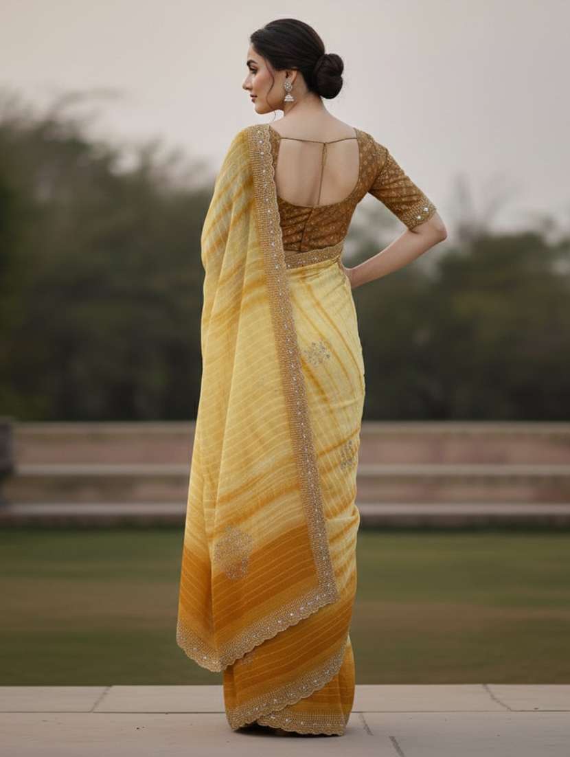 women tie & dye printed saree with blouse - 22616091 -  Standard Image - 2
