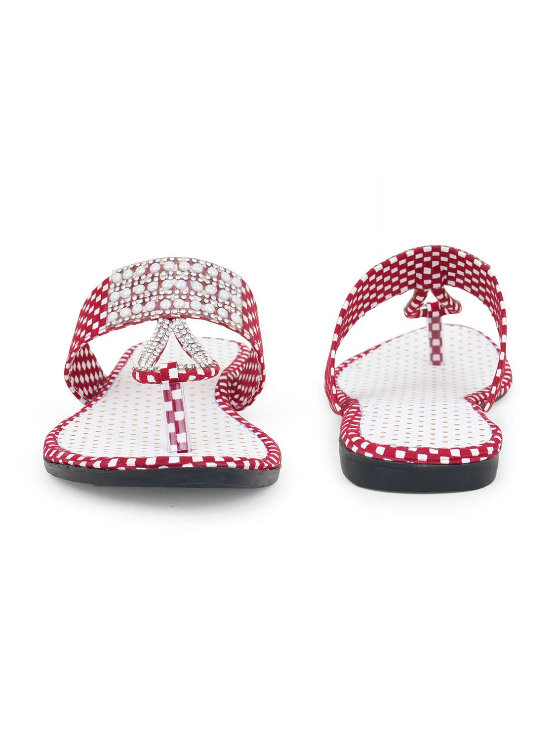 women checkered toe separator flats - 22616194 -  Standard Image - 2