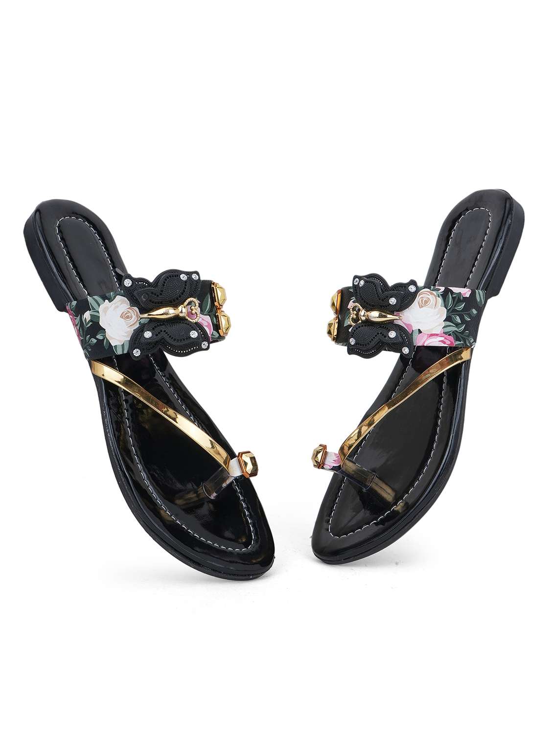 women floral printed one toe flats - 22616199 -  Standard Image - 2
