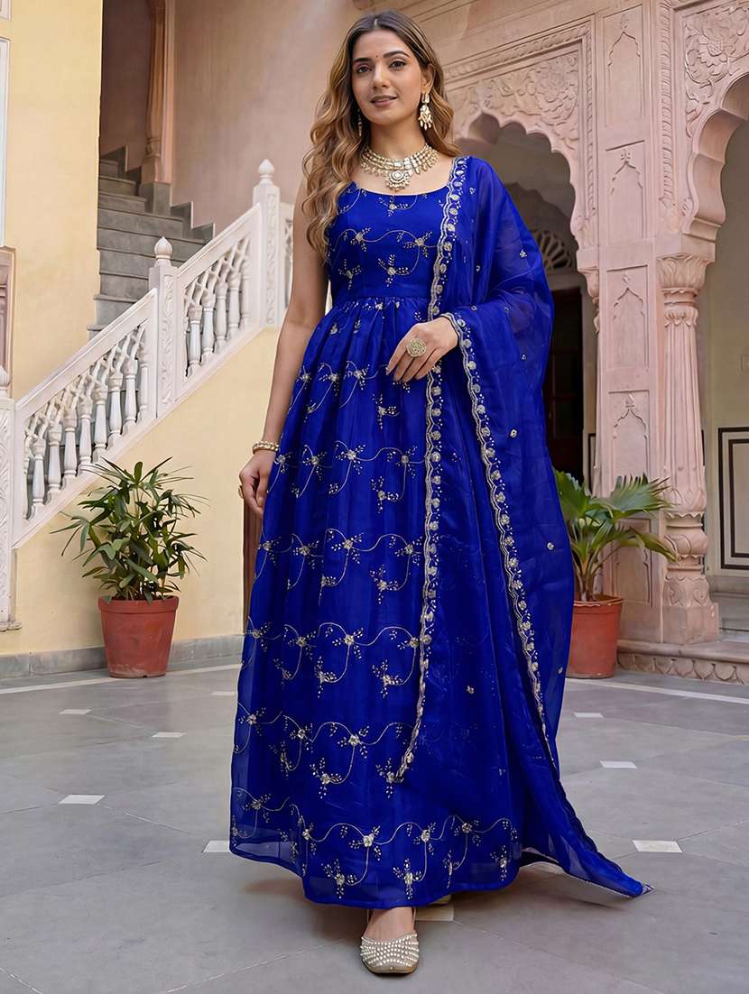 women embroidered sleeveless kurta dupatta set - 22616261 -  Standard Image - 2