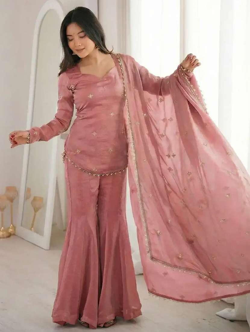 Women Embroidered Long Sleeves Kurta Sharara Set With Dupatta - 22616270 -  Standard Image - 2