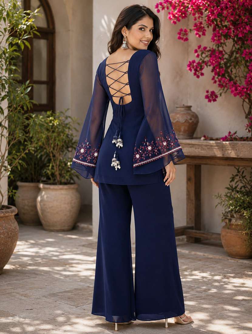 Women Embroidered Flared Sleeves Kurta Pant Set - 22616281 -  Standard Image - 2