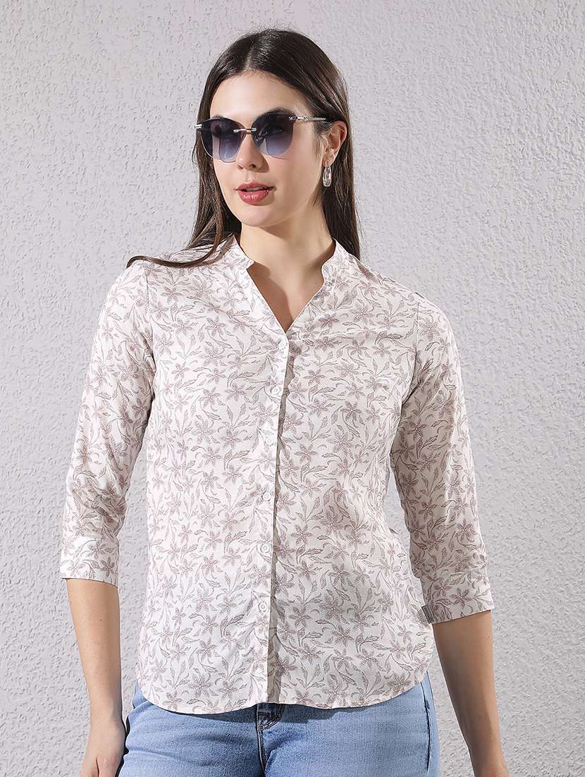 women printed three quarter sleeves regular shirt