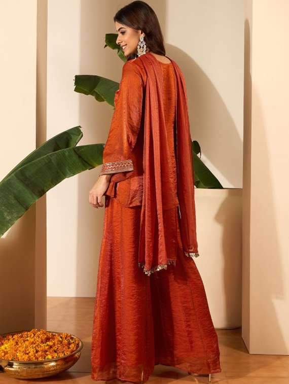 Women Embroidered Long Sleeves Kurta Sharara Set With Dupatta - 22616695 -  Standard Image - 2