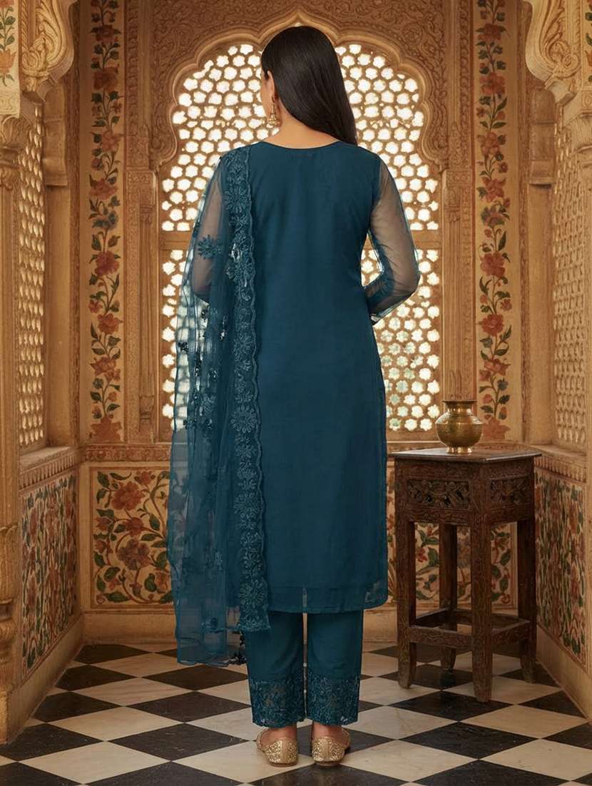 women embroidered three quarter sleeves kurta pant set with dupatta - 22616723 -  Standard Image - 2