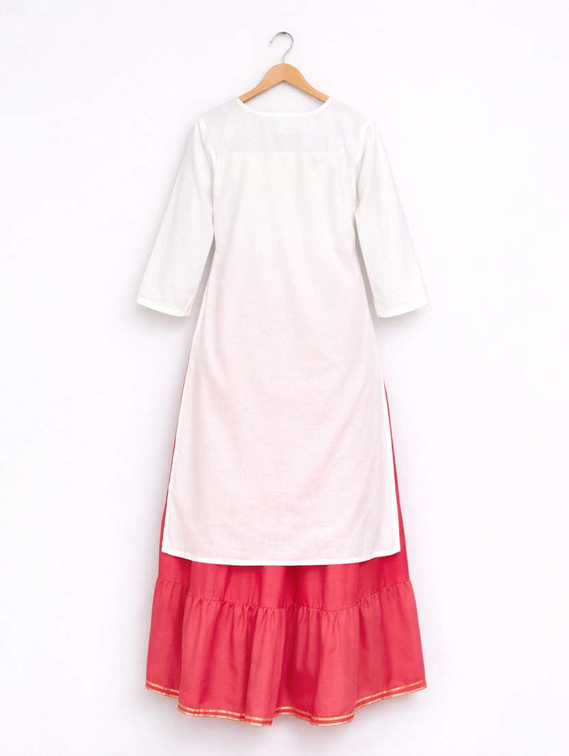 White Cotton Straight Kurta - 22616784 -  Standard Image - 2