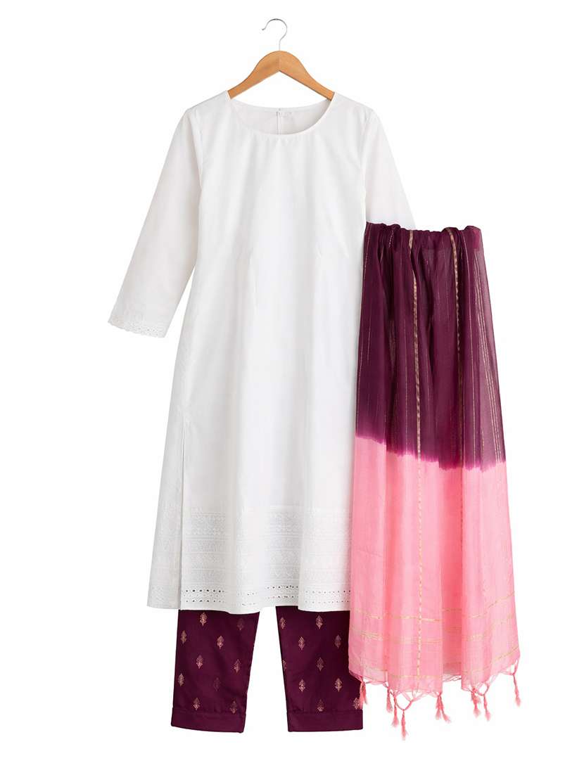 white cotton straight kurta - 22616785 -  Standard Image - 2