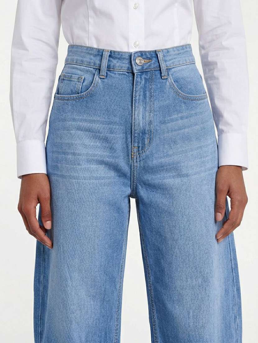 Women Washed High Rise Barrel Jeans - 22616956 -  Standard Image - 2