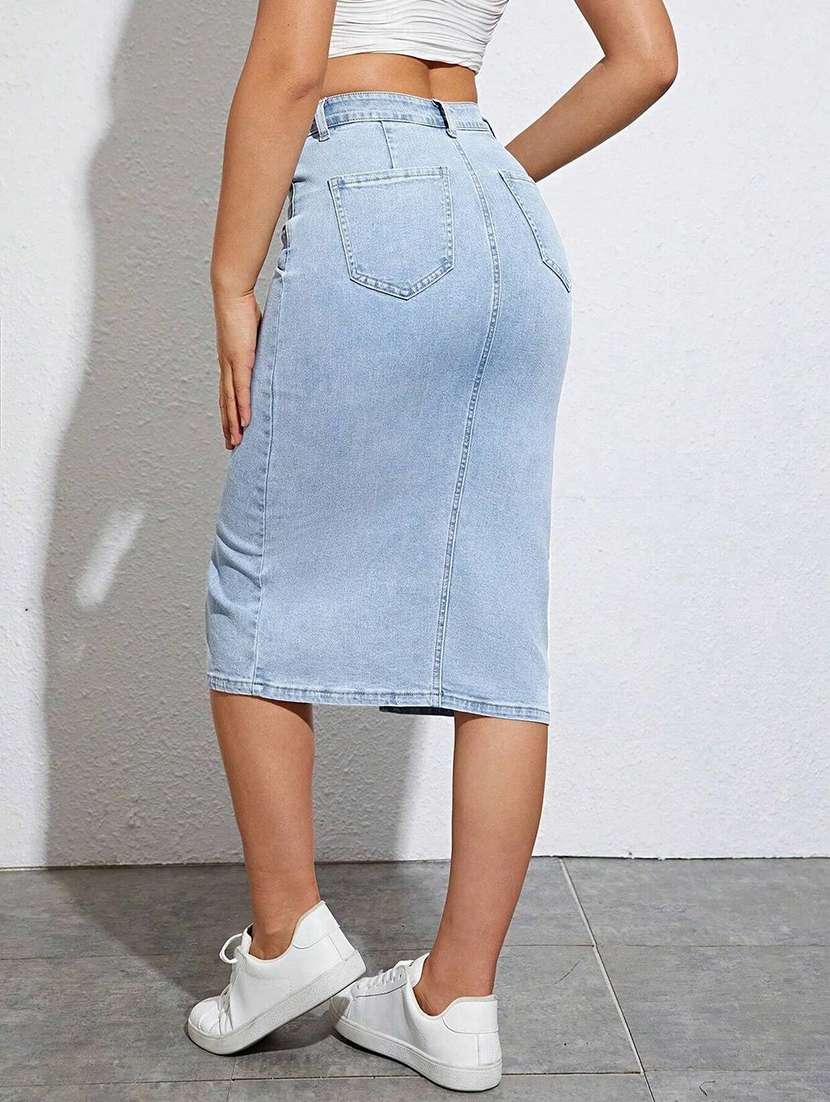 Women Solid High Rise Pencil Skirt - 22617007 -  Standard Image - 2