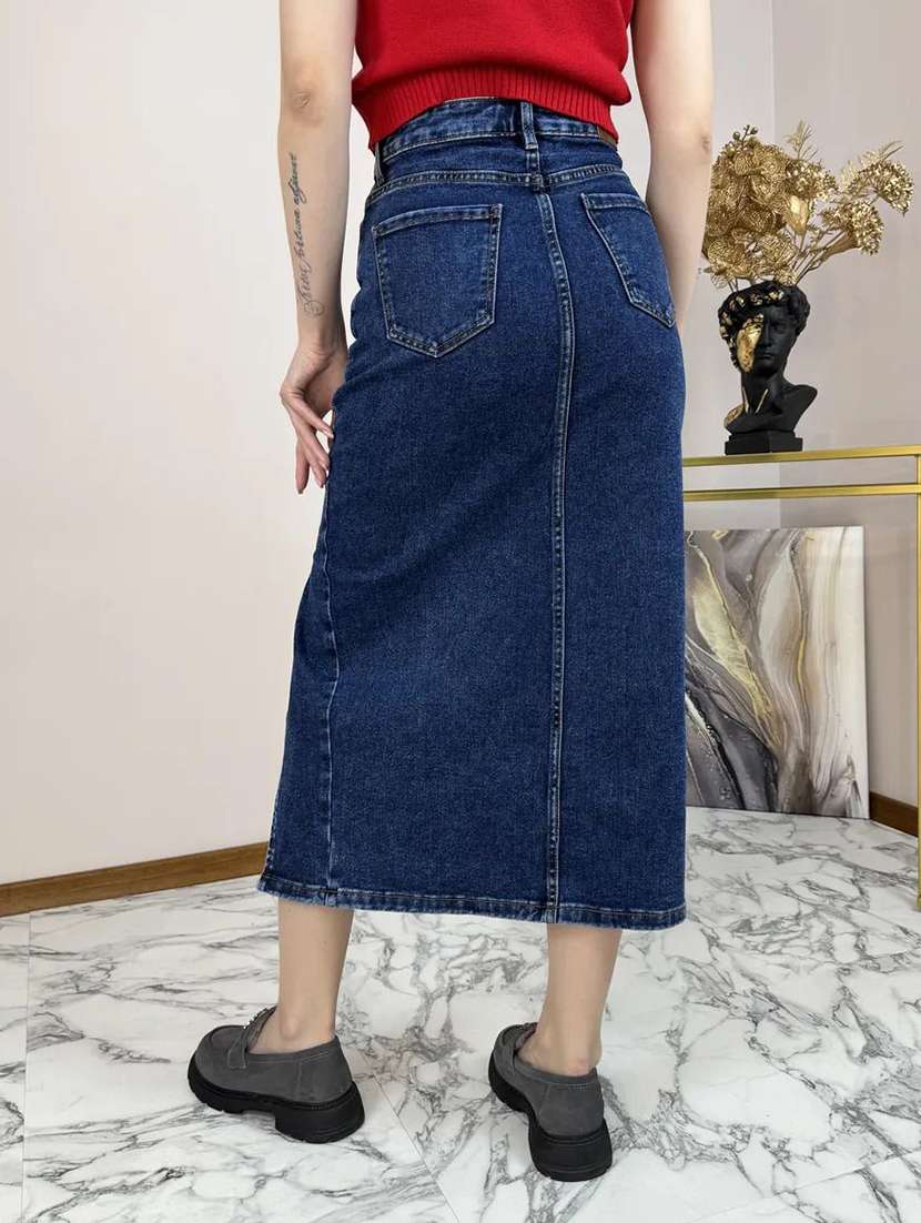 Women Solid High Rise Denim Skirt - 22617035 -  Standard Image - 2