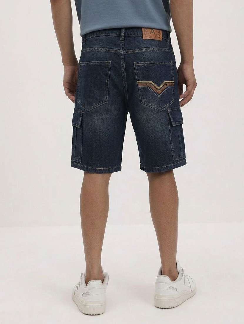 Men Washed Mid Rise Regular Fit Cargo Shorts - 22617039 -  Standard Image - 2