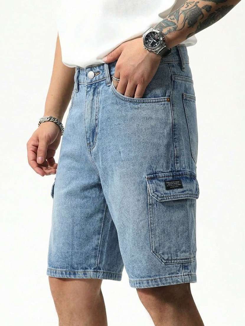 men washed mid rise regular fit cargo shorts - 22617050 -  Standard Image - 2