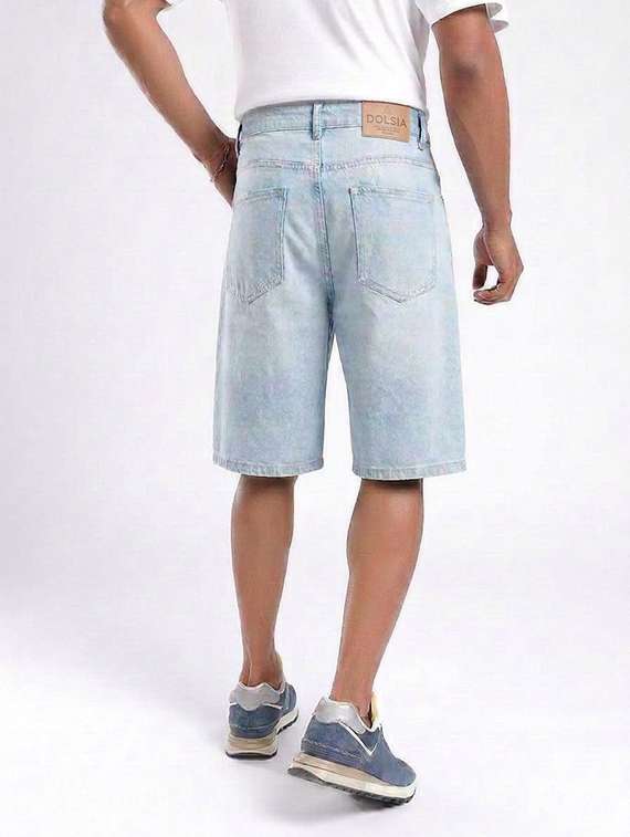 Men Washed Mid Rise Regular Fit Shorts - 22617058 -  Standard Image - 2