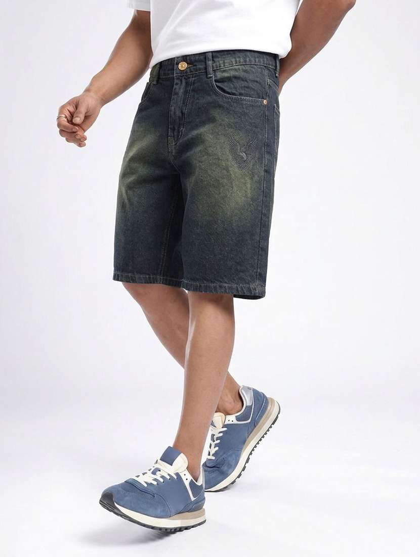 Men Washed Mid Rise Regular Fit Shorts - 22617065 -  Standard Image - 2