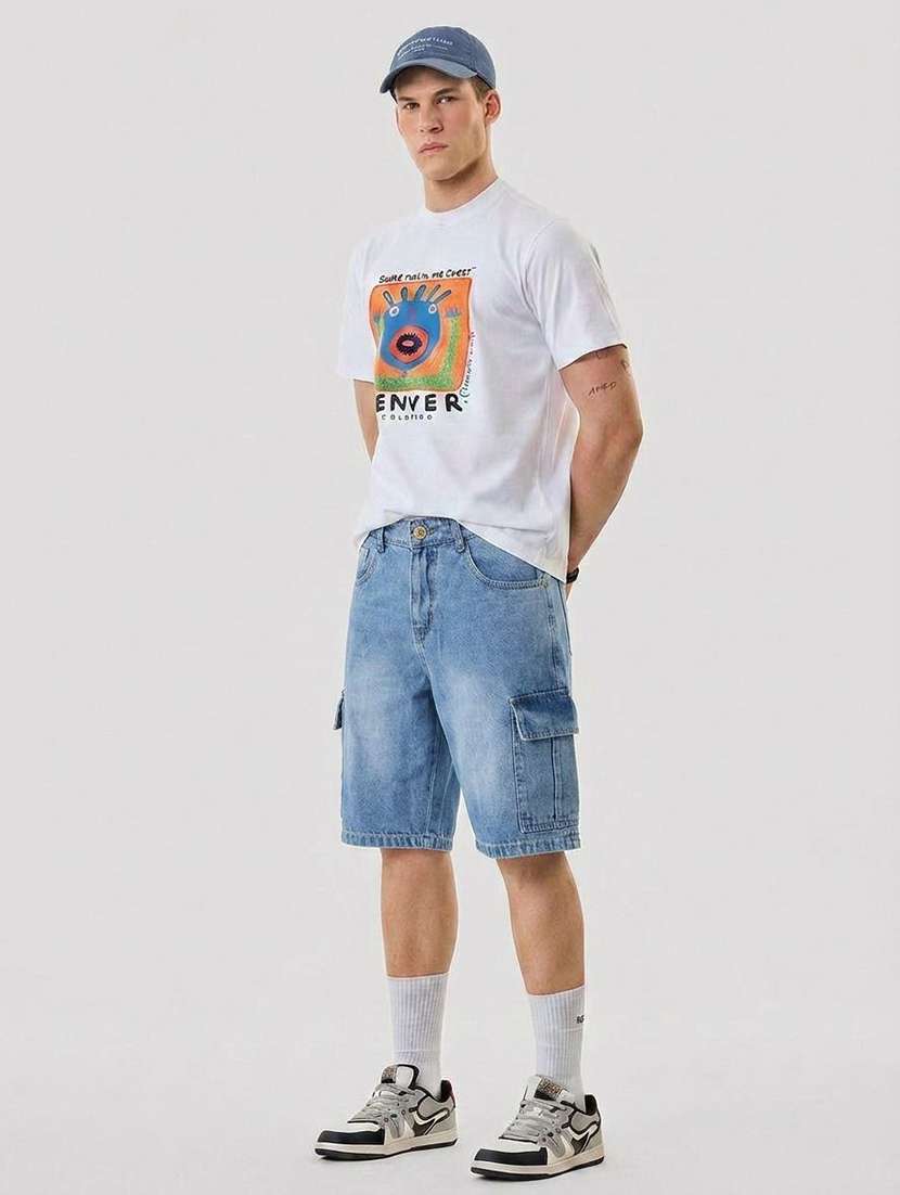 Men Washed Mid Rise Cargo Shorts - 22617071 -  Standard Image - 2