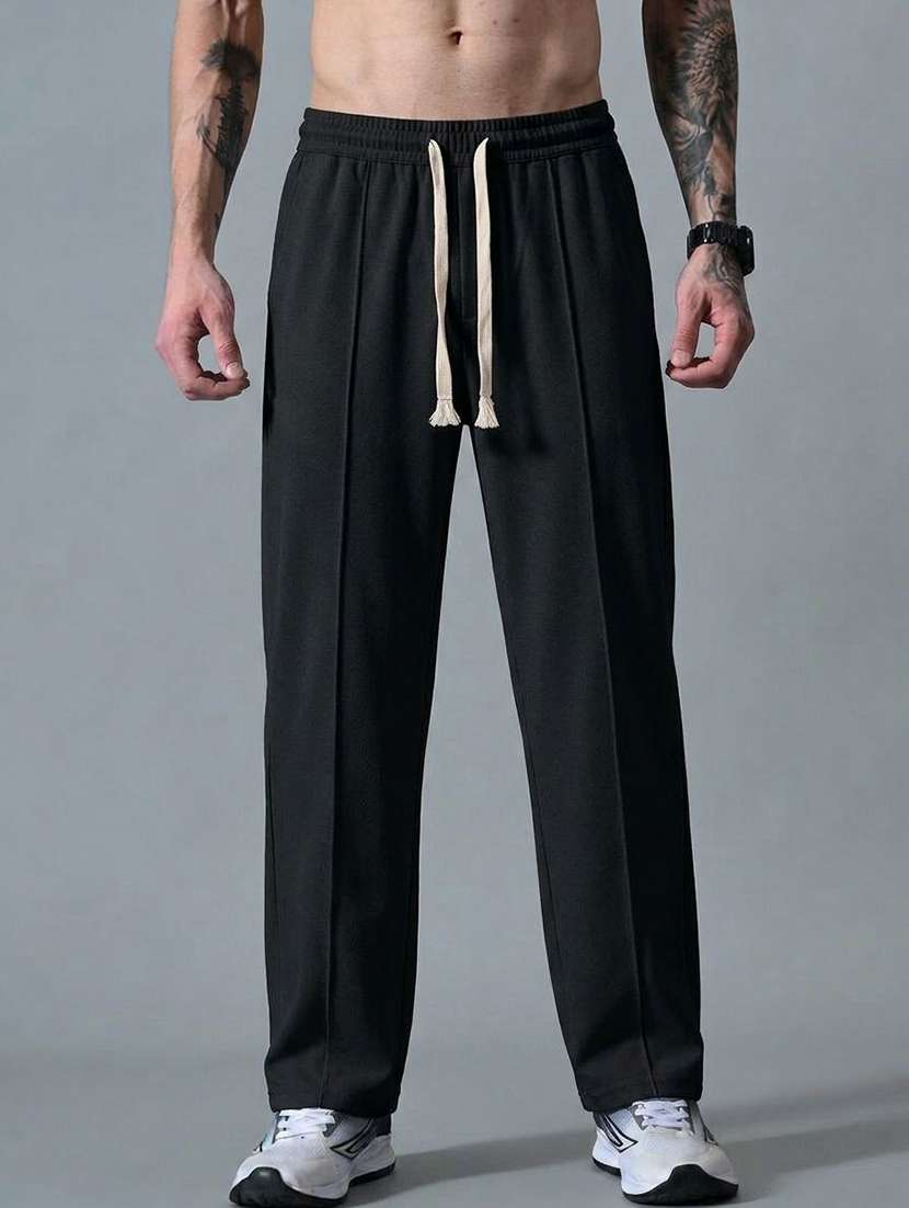 men solid mid rise regular fir track pant