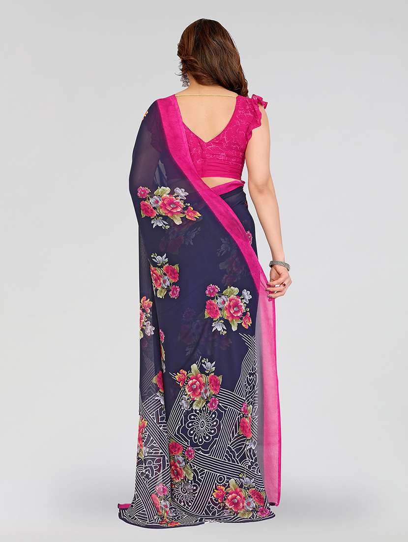 Women Pack Of 2 Printed Combo Saree With Blouse - 22617703 -  Standard Image - 2