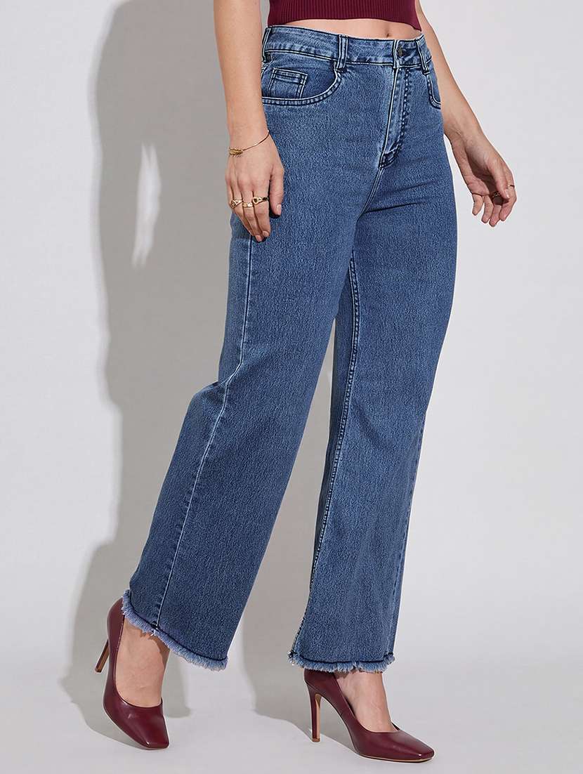 Women Washed High Rise Wide Leg Jeans - 22618219 -  Standard Image - 2