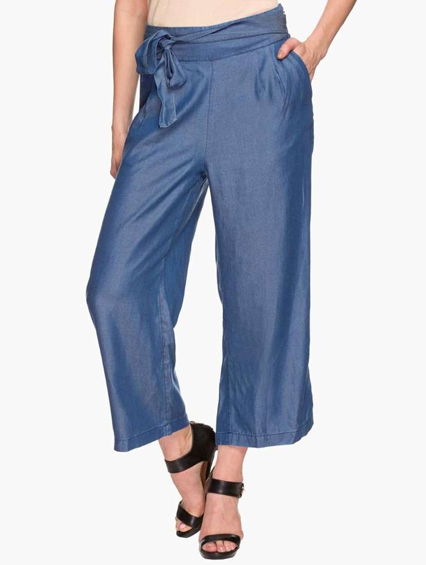 women solid mid rise culottes