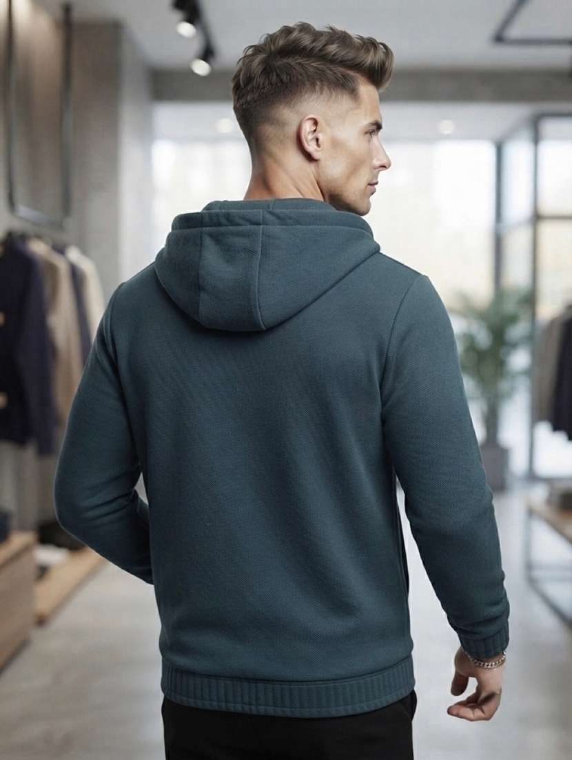 Men Solid Long Sleeves Hooded Sweatshirt - 22618402 -  Standard Image - 2