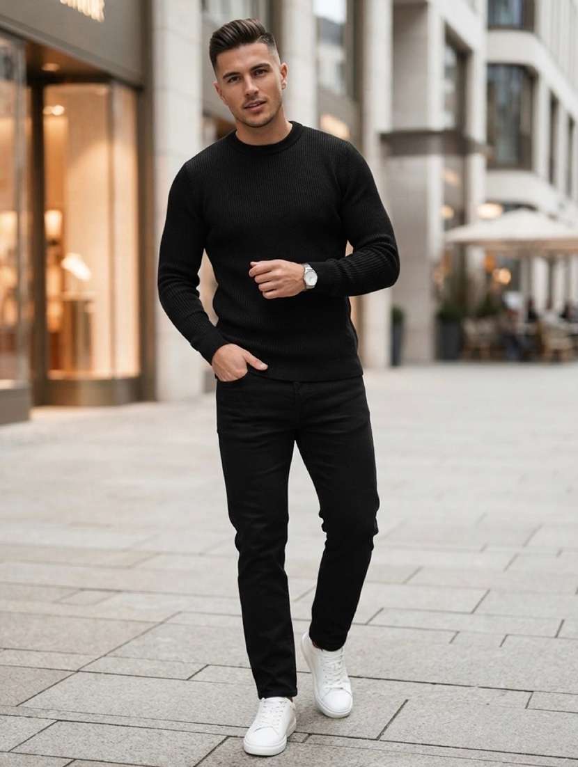 men solid long sleeves pullover - 22618404 -  Standard Image - 2