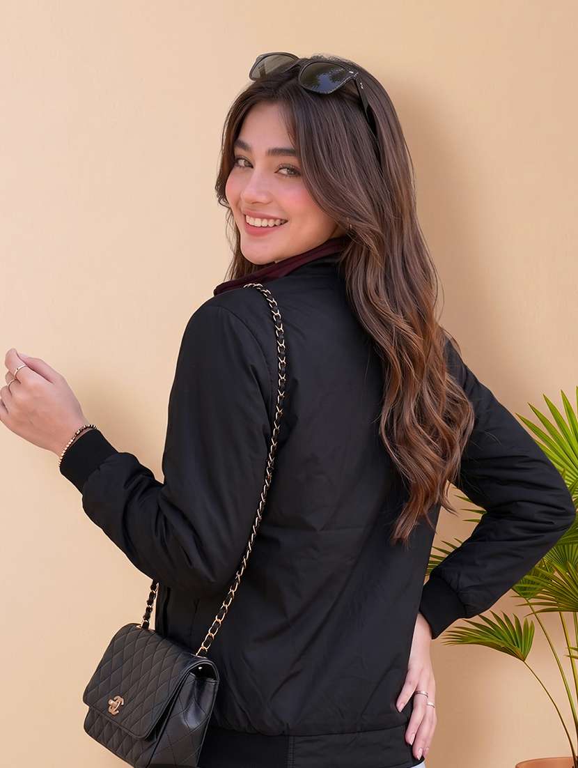 women solid long sleeves reversible jacket - 22618460 -  Standard Image - 2