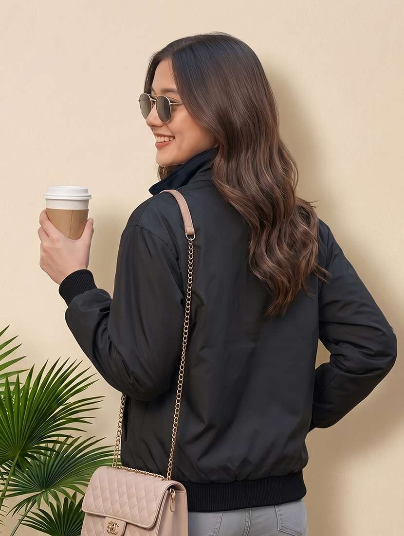 women solid long sleeves reversible jacket - 22618464 -  Standard Image - 2