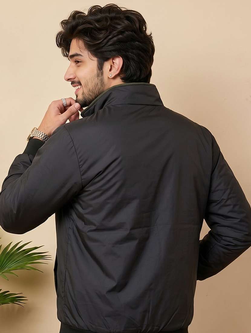 Men Solid Long Sleeves Reversible Bomber Jacket - 22618482 -  Standard Image - 2