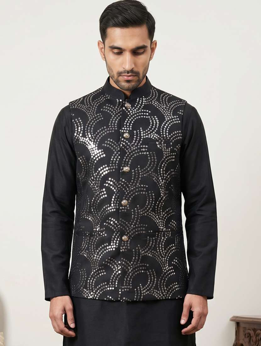 Men Embroidered Sleeveless Nehru Jacket - 22618548 -  Standard Image - 2