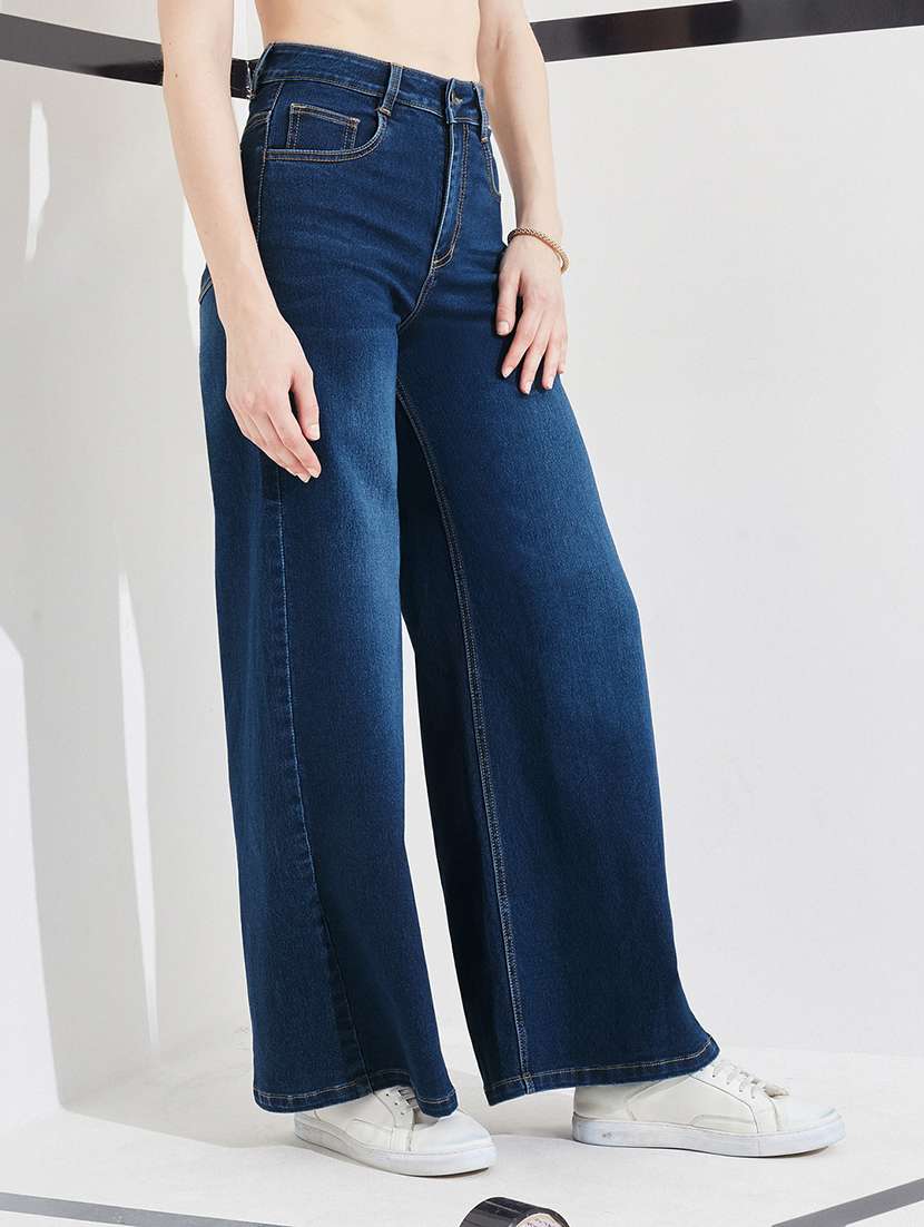 Women Washed High Rise Wide Leg Jeans - 22618672 -  Standard Image - 2
