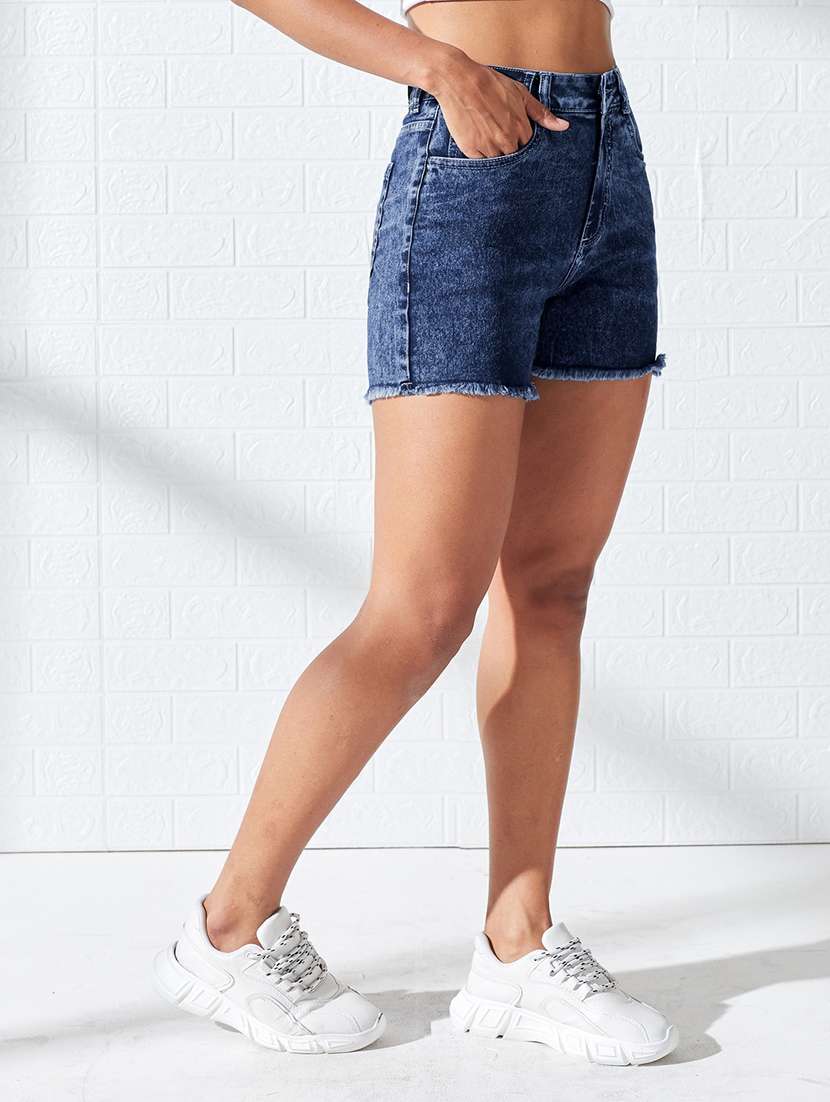 women washed high rise denim shorts - 22618730 -  Standard Image - 2