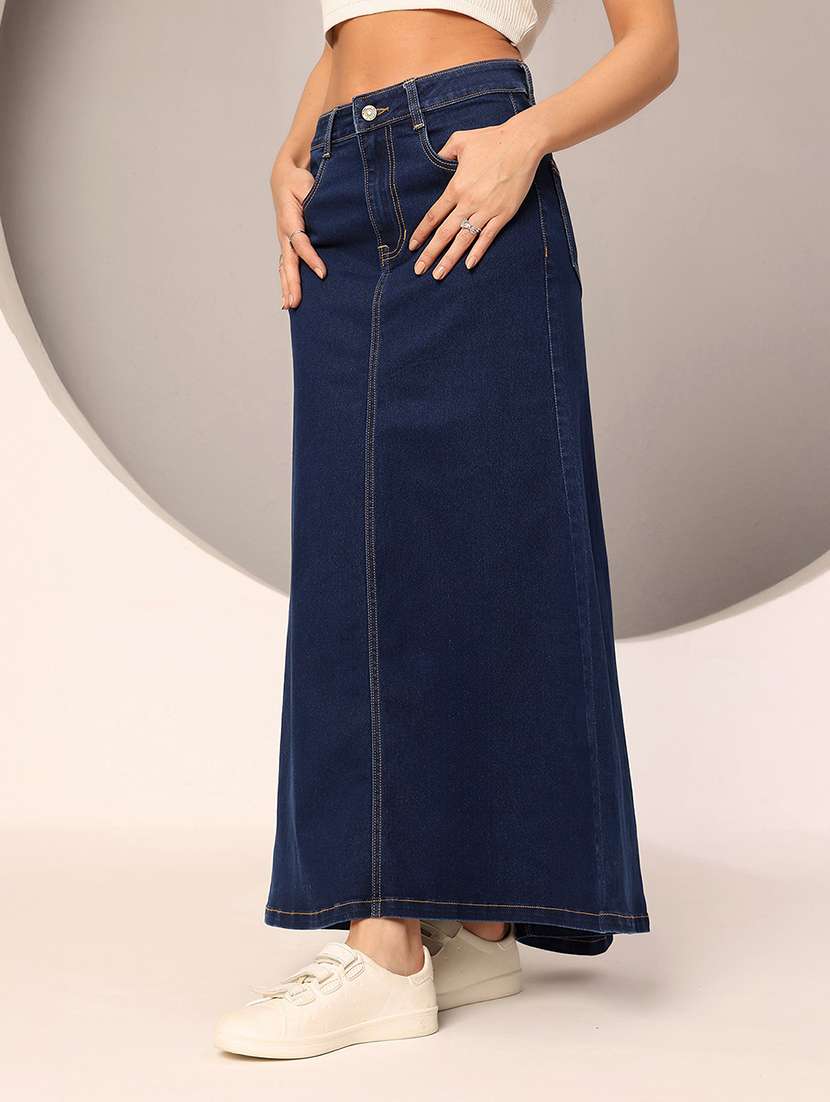Women Solid Mid Rise Flared Skirt - 22618778 -  Standard Image - 2