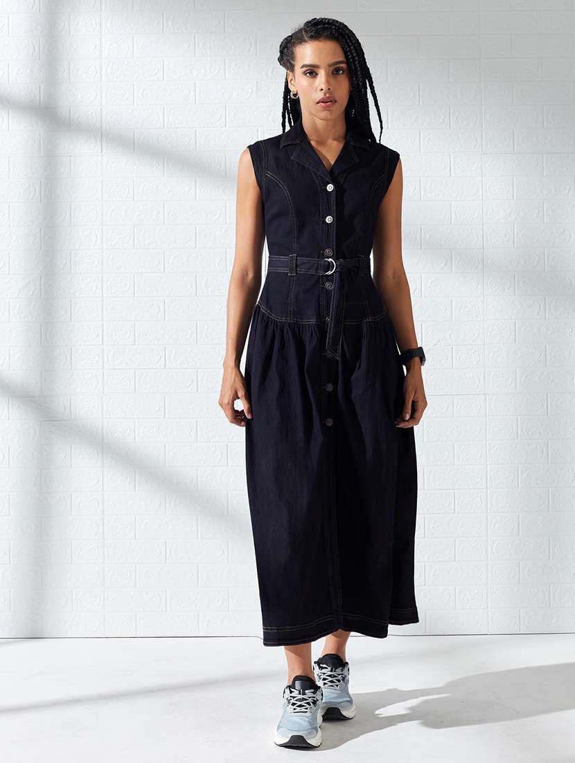 Women Solid Sleeveless A-line Dress - 22618790 -  Standard Image - 2