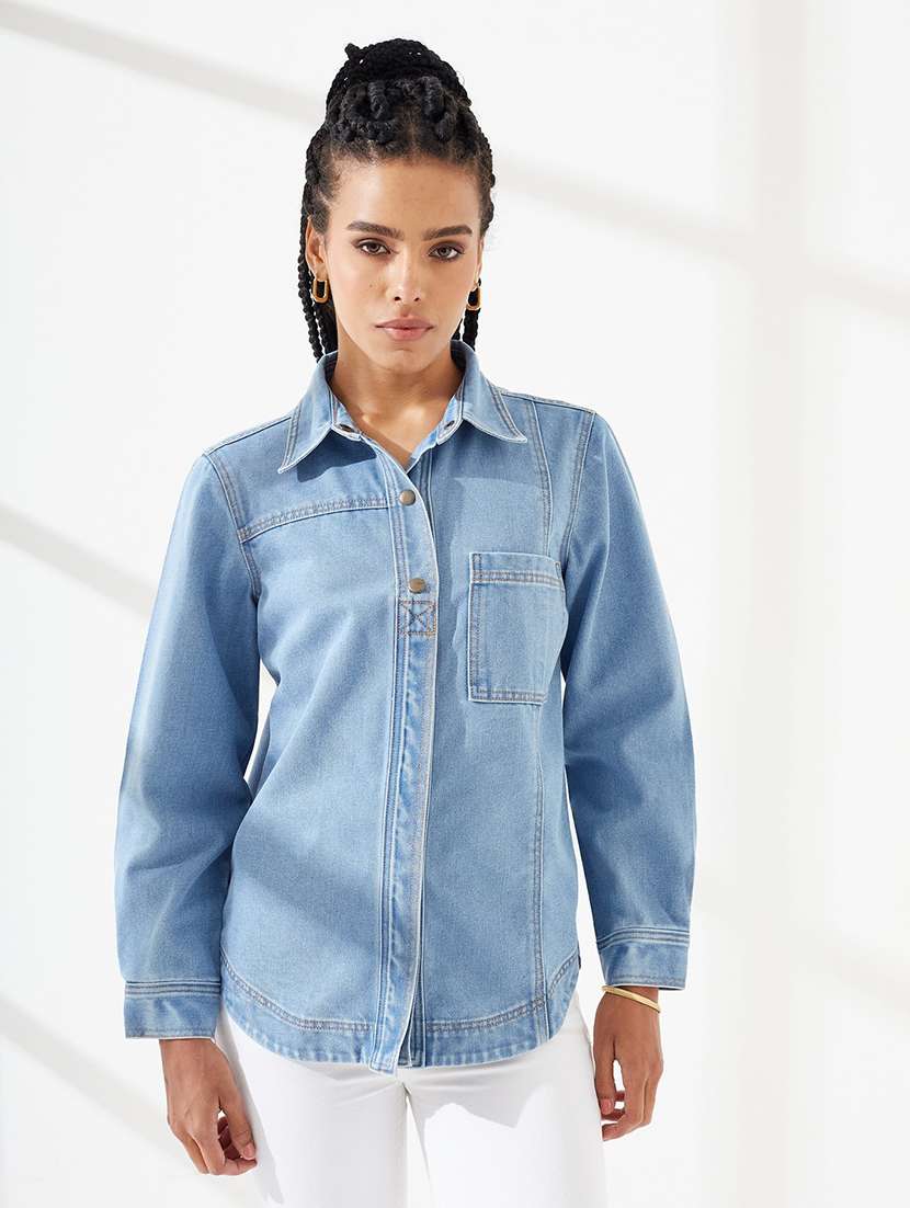 women solid long sleeves regular shirt