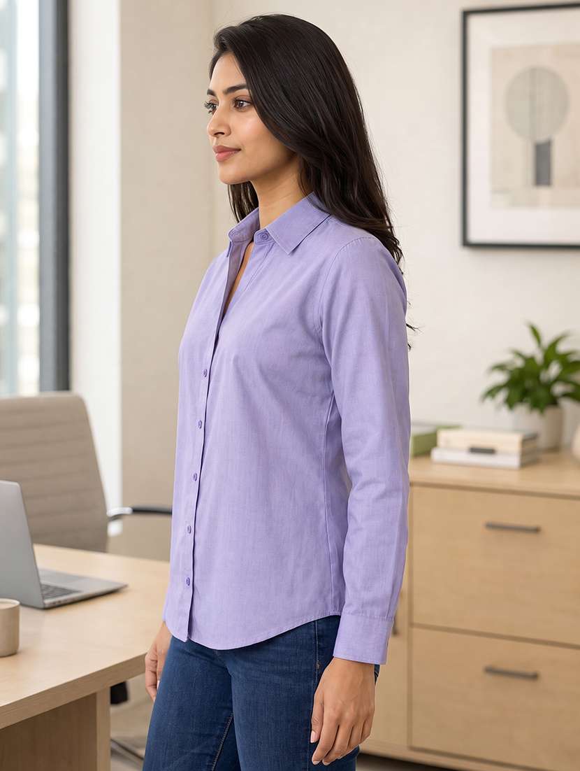 women solid long sleeves regular shirt - 22618867 -  Standard Image - 2