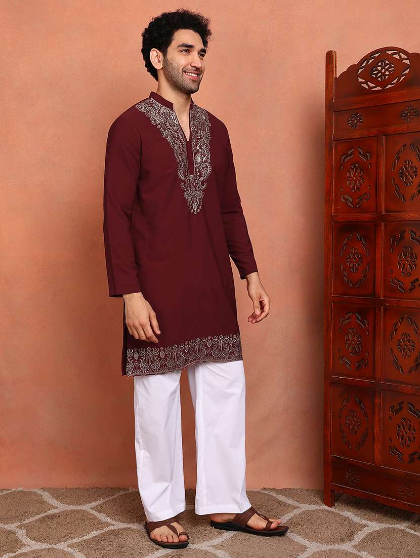 men embroidered long sleeves kurta pyjama set - 22618969 -  Standard Image - 2