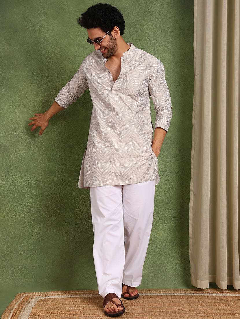 men printed mandarin neck kurta pyjama set - 22618983 -  Standard Image - 2