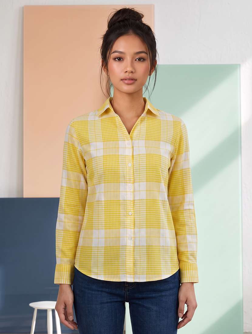 women checked long sleeves regular shirt - 22619006 -  Standard Image - 2