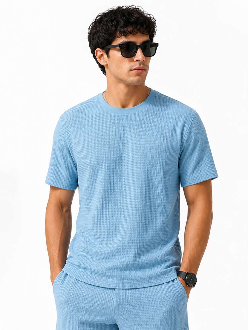 men textured short sleeves regular fit t-shirt - 22619292 -  Standard Image - 2
