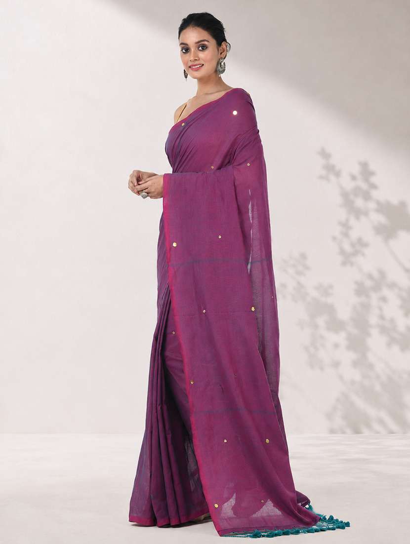 Women Solid With Work Embellished Saree With Blouse - 22619326 -  Standard Image - 2