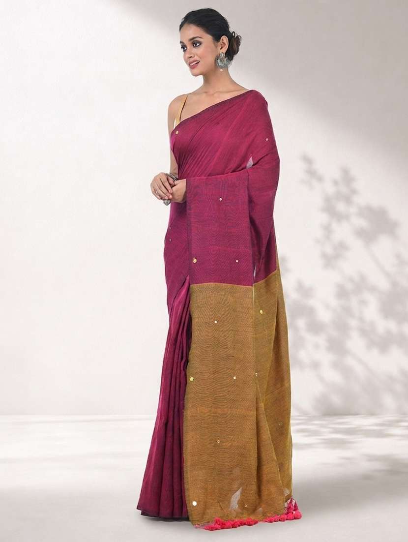 Women Solid With Work Embellished Saree With Blouse - 22619337 -  Standard Image - 2