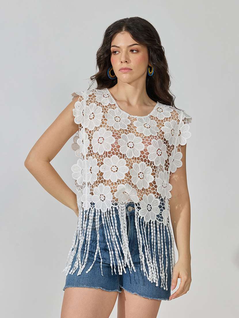 Women Self Design Sleeveless Regular Top - 22619418 -  Standard Image - 2