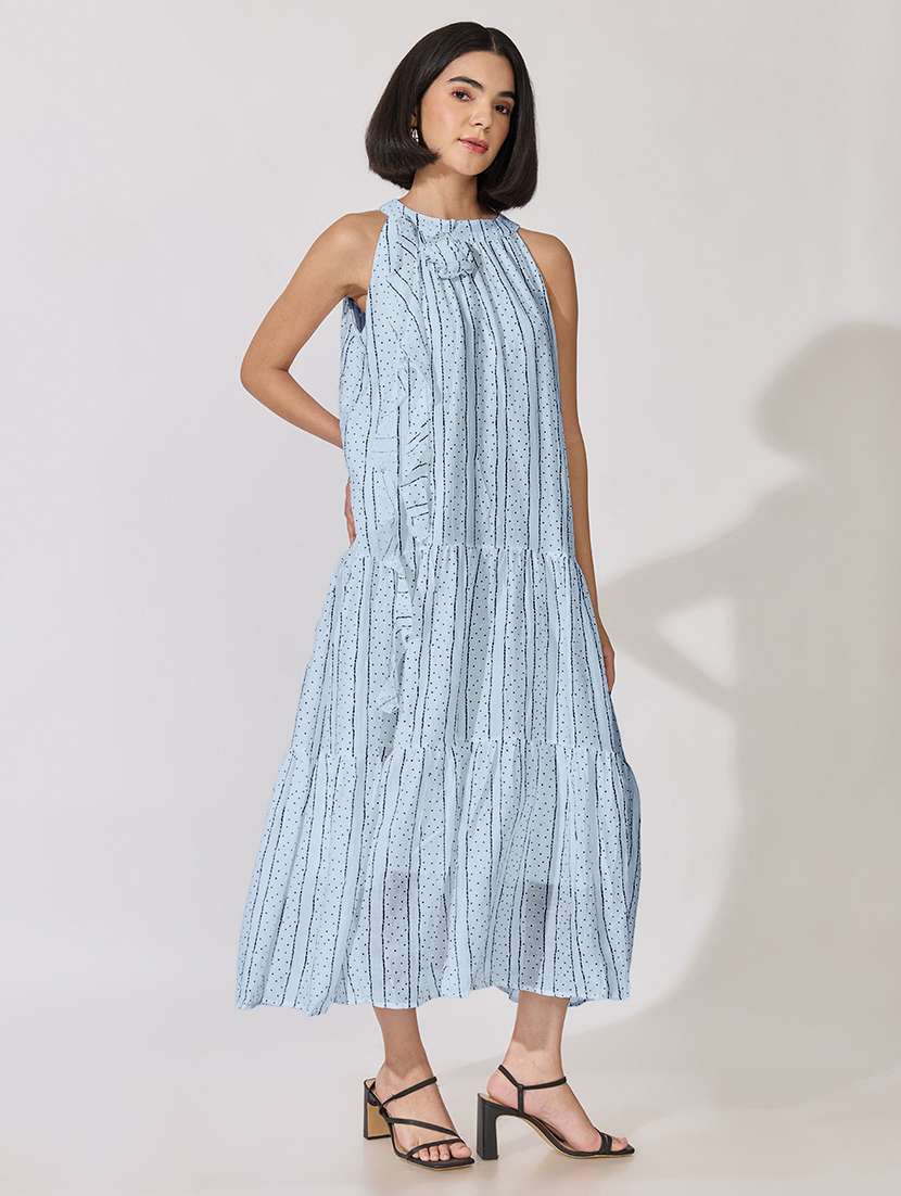 Women Printed Halter Neck Tiered Dress - 22619448 -  Standard Image - 2