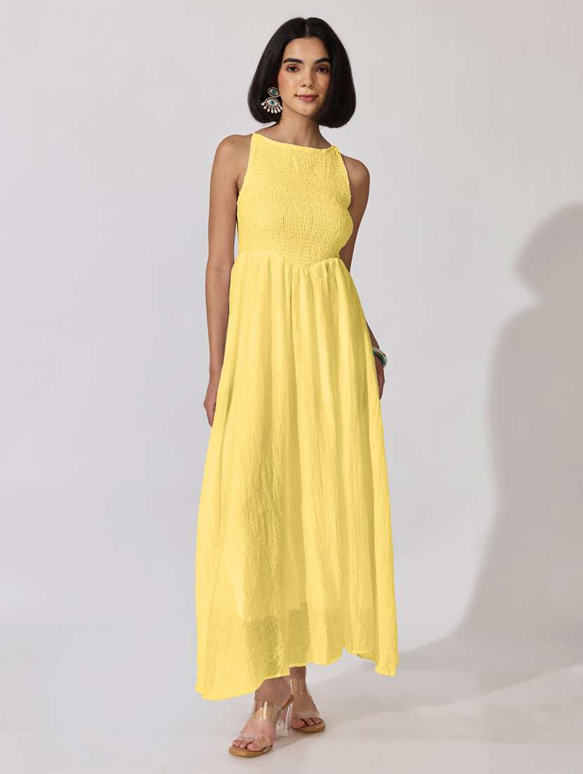 Women Solid Sleeveless Fit And Flare Dress - 22619454 -  Standard Image - 2