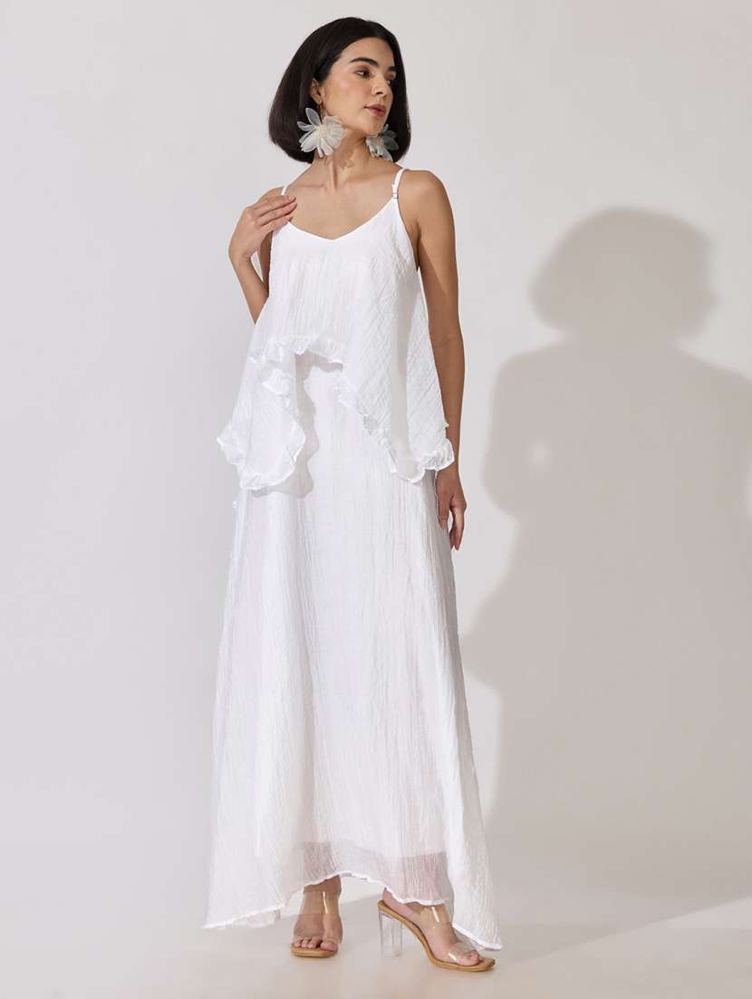 Women Self Design Shoulder Strap Layered Dress - 22619476 -  Standard Image - 2