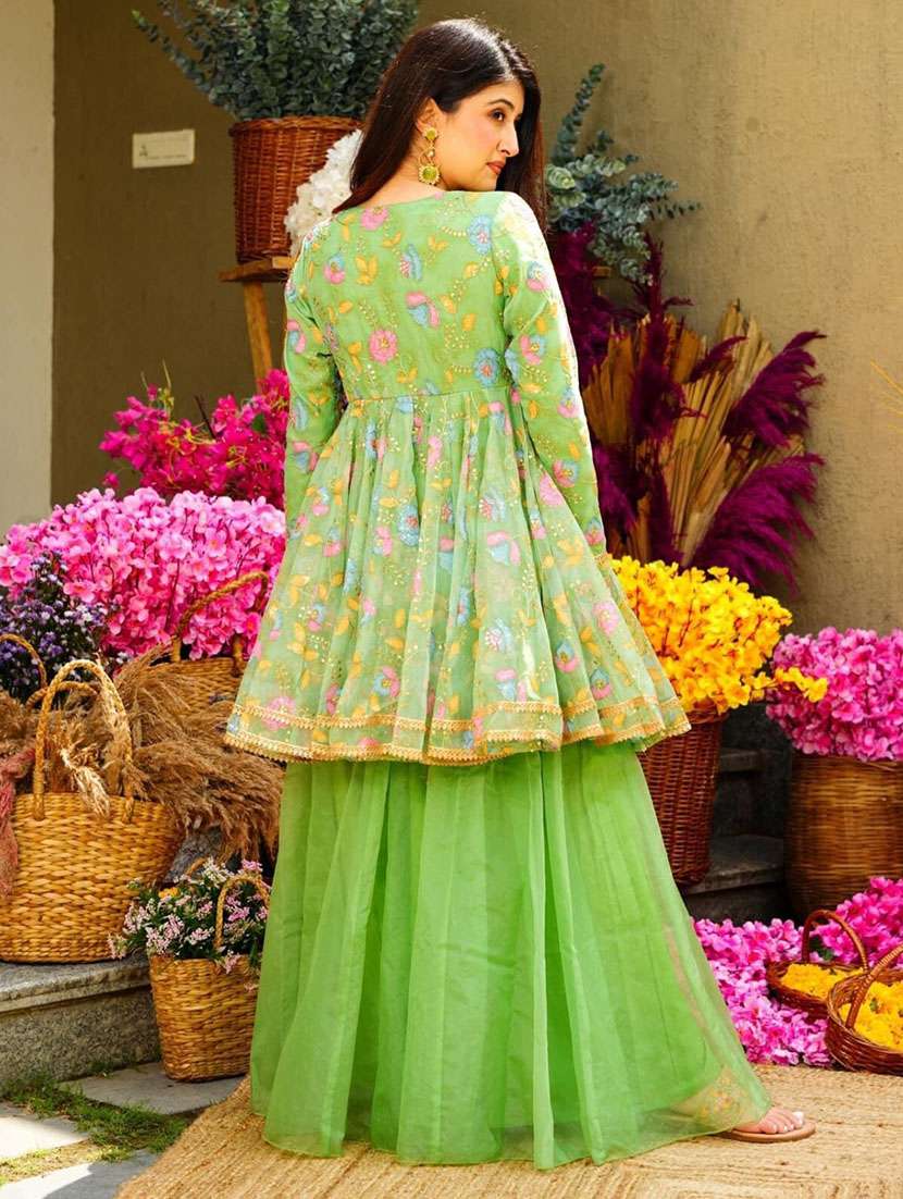women embroidered long sleeves kurta sharara set - 22619484 -  Standard Image - 2