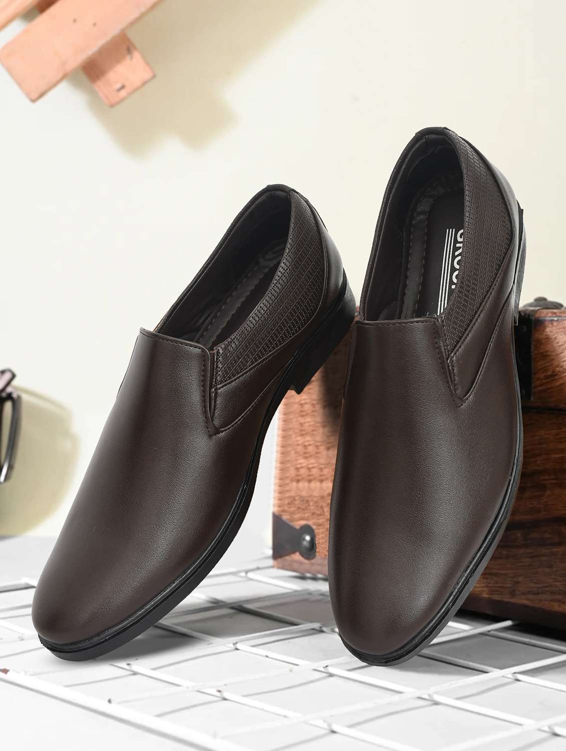 men solid slip on formal shoes - 22622123 -  Standard Image - 2
