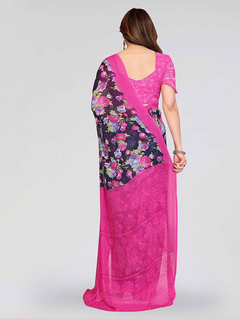 Women Pack Of 2 Printed Combo Saree With Blouse - 22623318 -  Standard Image - 2