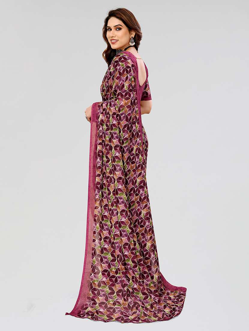 Women Pack Of 2 Printed Combo Saree With Blouse - 22623367 -  Standard Image - 2